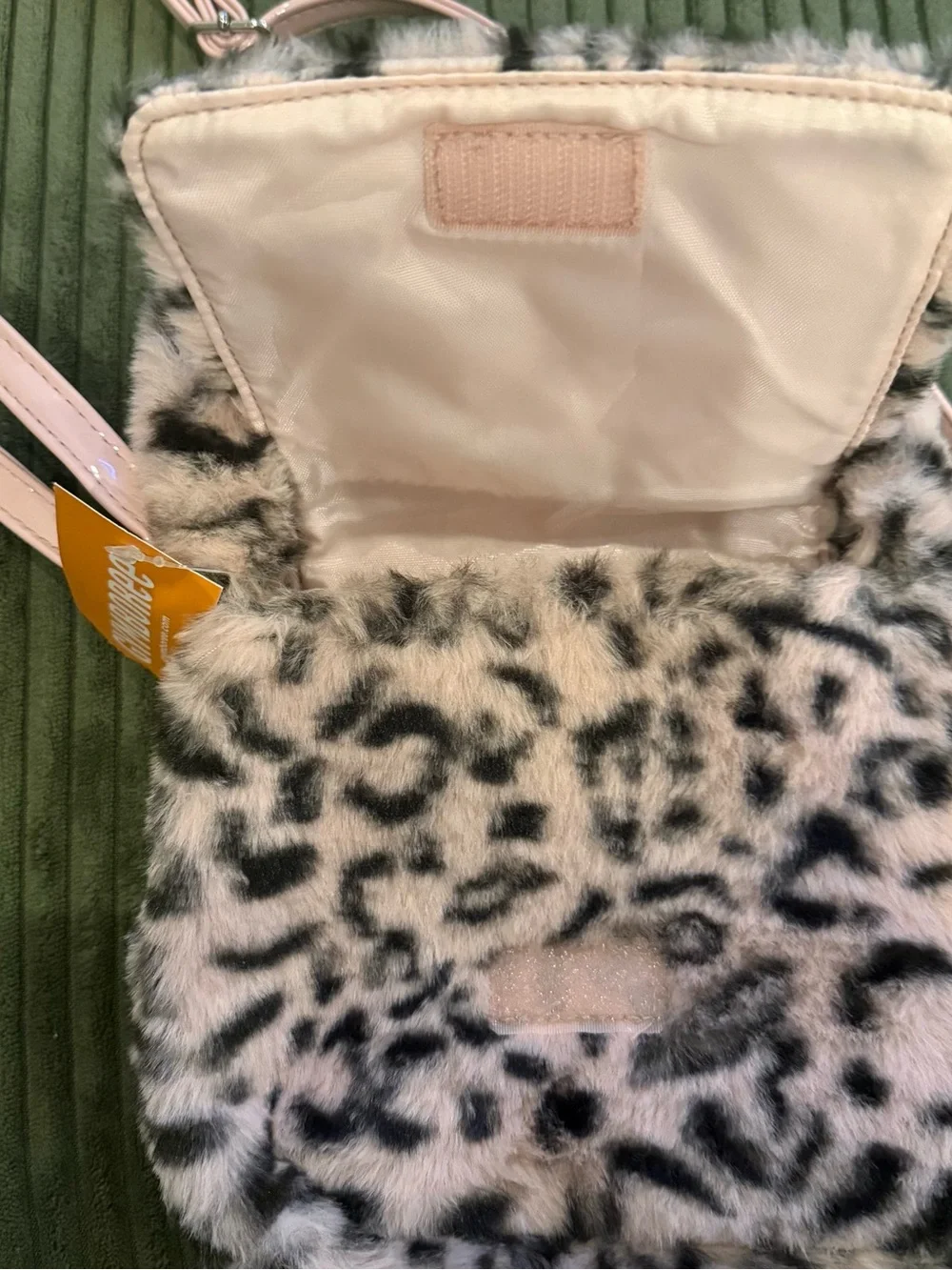 Gymboree Girls Faux Fur Leopard Print Purse Handbag Black Bow Bag